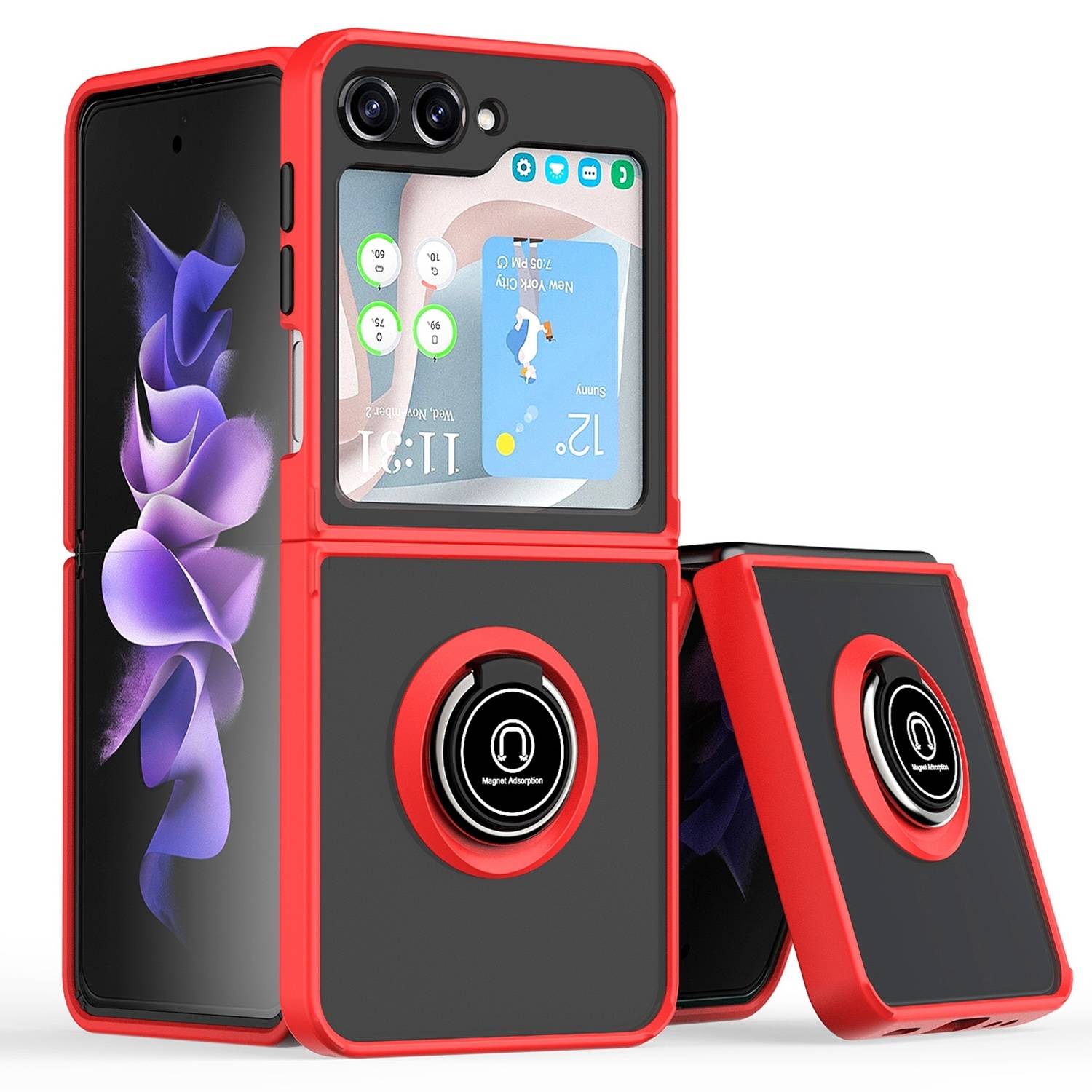 Für Samsung Galaxy Z Flip7 FE / Flip6 5G Shadow Design TPU + PC Schutz Hülle Tasche Case Schutzhülle Rot / Schwarz