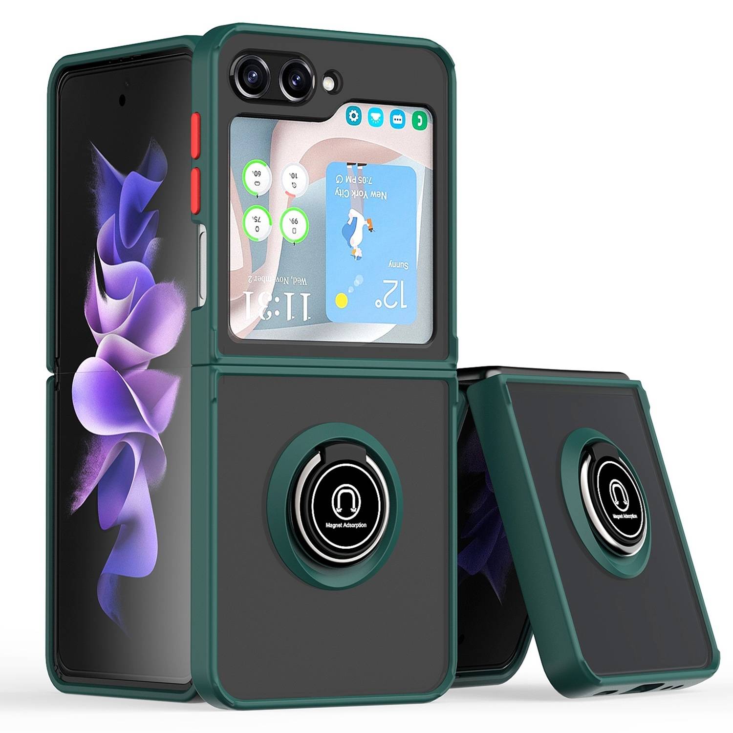 Für Samsung Galaxy Z Flip7 FE / Flip6 5G Shadow Design TPU + PC Schutz Hülle Tasche Case Schutzhülle Dunkelgrün