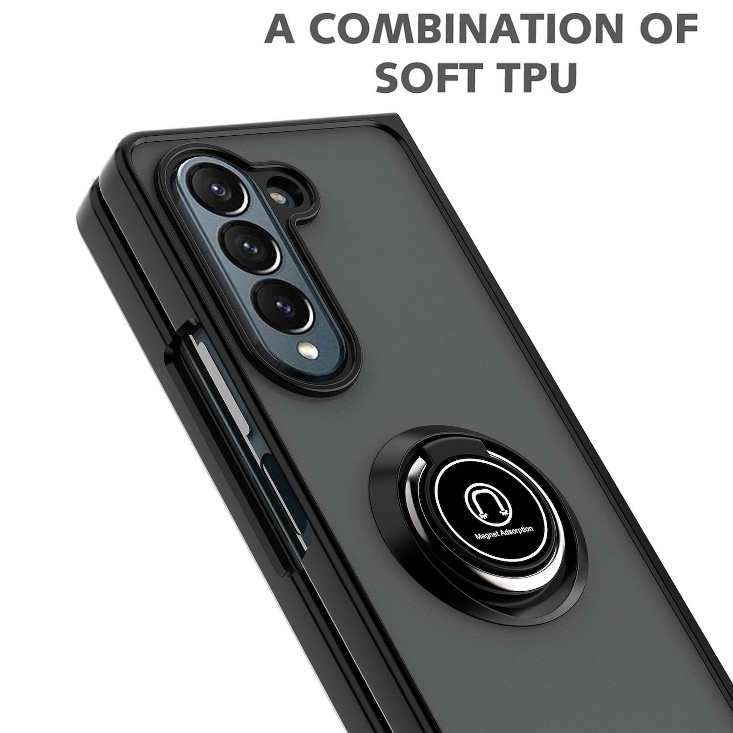 Für Samsung Galaxy Z Fold6 Shadow Design TPU PC Hülle Ring Dunkelblau