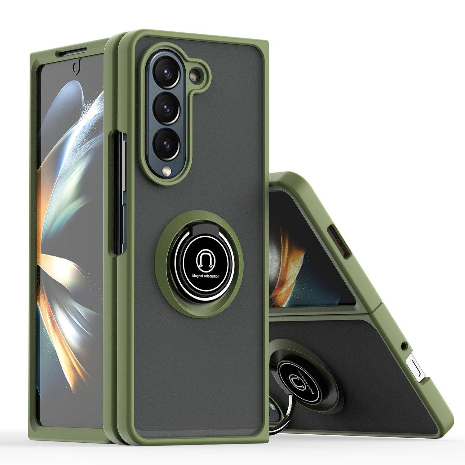 Für Samsung Galaxy Z Fold6 Shadow Design TPU / PC Hülle Ring Hellgrün