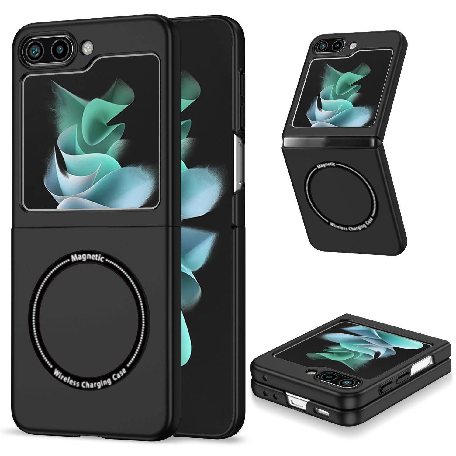Für Samsung Galaxy Z Flip7 FE / Flip6 5G Magnet Magsafe faltbare Design Handy Tasche Hülle Etuis Schwarz