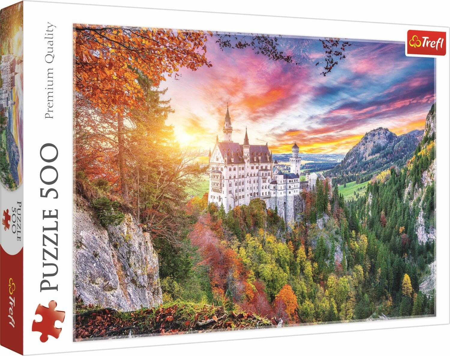 TREFL Puzzle Ansicht von Schloss Neuschwanstein, Deutschland 500 Teile