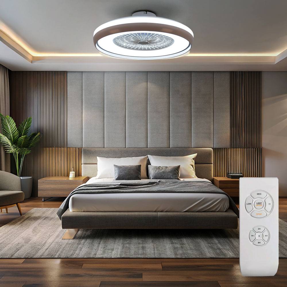 Deckenventilator Deckenlampe Deckenleuchte Ventilator Wohnzimmerlampe, CCT Fernbedienung 3 Stufen Timer, 1x LED 32W 3000Lm warmweiß-kaltweiß, DxH 60