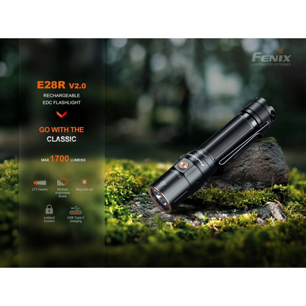 Fenix E28R V2.0 Taschenlampe 1700 Lumen & AOT-03 Diffusor SET