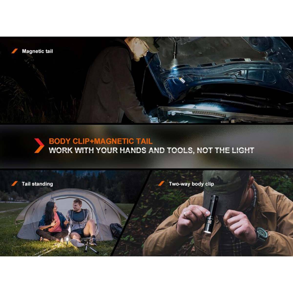 Fenix E28R V2.0 1700 Lumen - Set aus LED Taschenlampe und Rotem Diffusor AOT-03