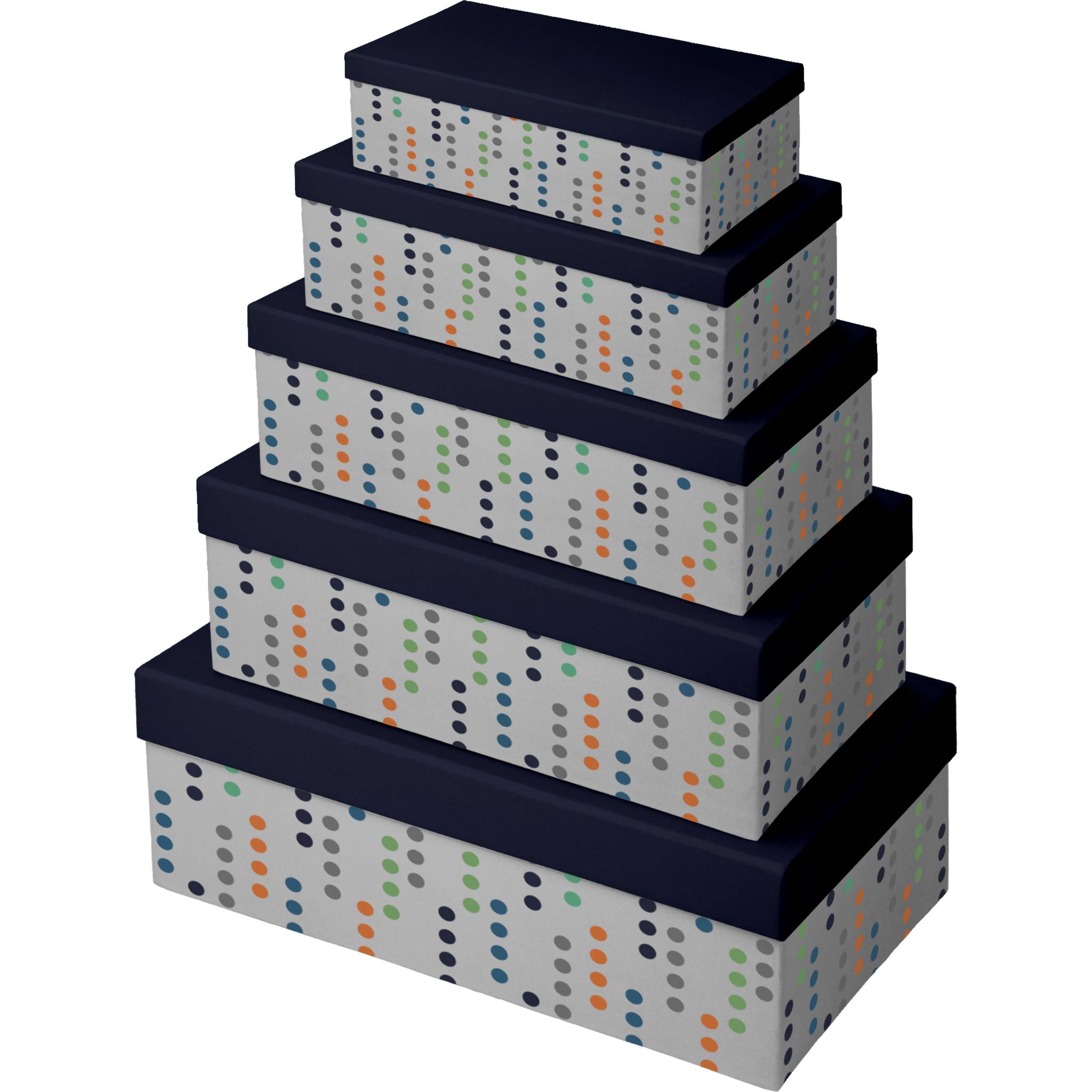 Clairefontaine Rechteckige Geschenkboxen 5er Set Dots Mehrfarbig K-30753-BXC