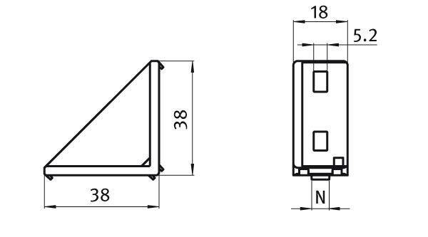 Winkel 20x40 I-Typ Nut 5 inkl. Befestigungssatz