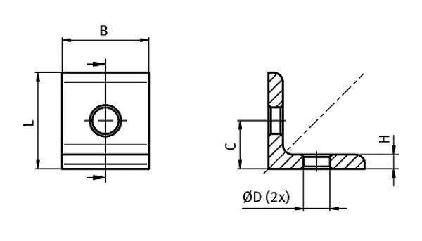 Winkel Alu elox 20x20 Schenkellänge (L): 20mm