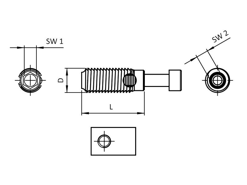 Automatik Verbinder I-Typ Nut 5 (Schneidhülse + Zylinderschraube M4x30 N5)
