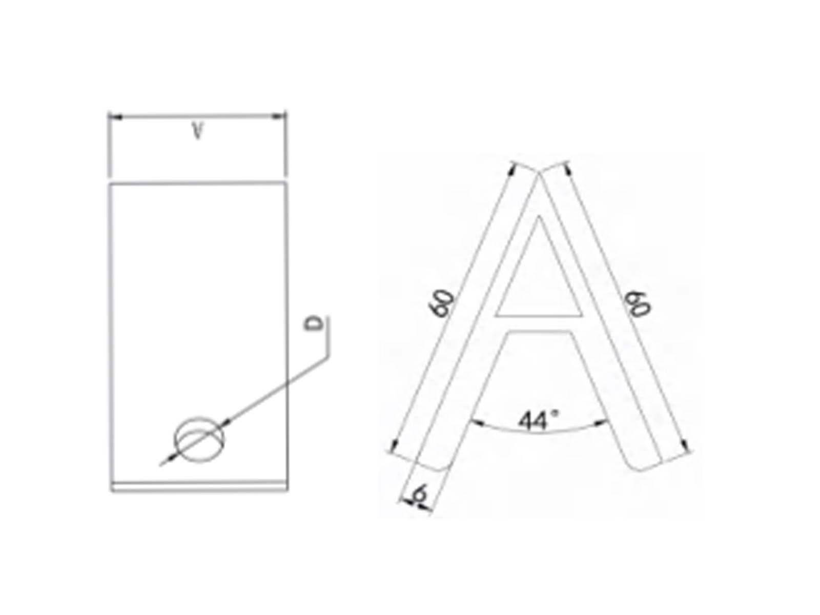Winkel 2020-45°, Aluminium, eloxiert, I-Typ Nut 5, B-Typ Nut 6