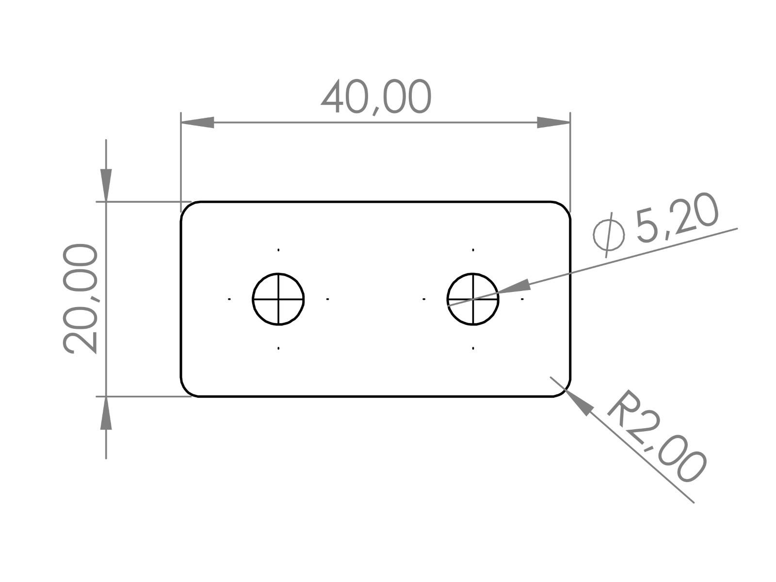 Verbinderplatte I-Typ Nut 5, 20x40mm, Stahl 2mm galvanisch verzinkt