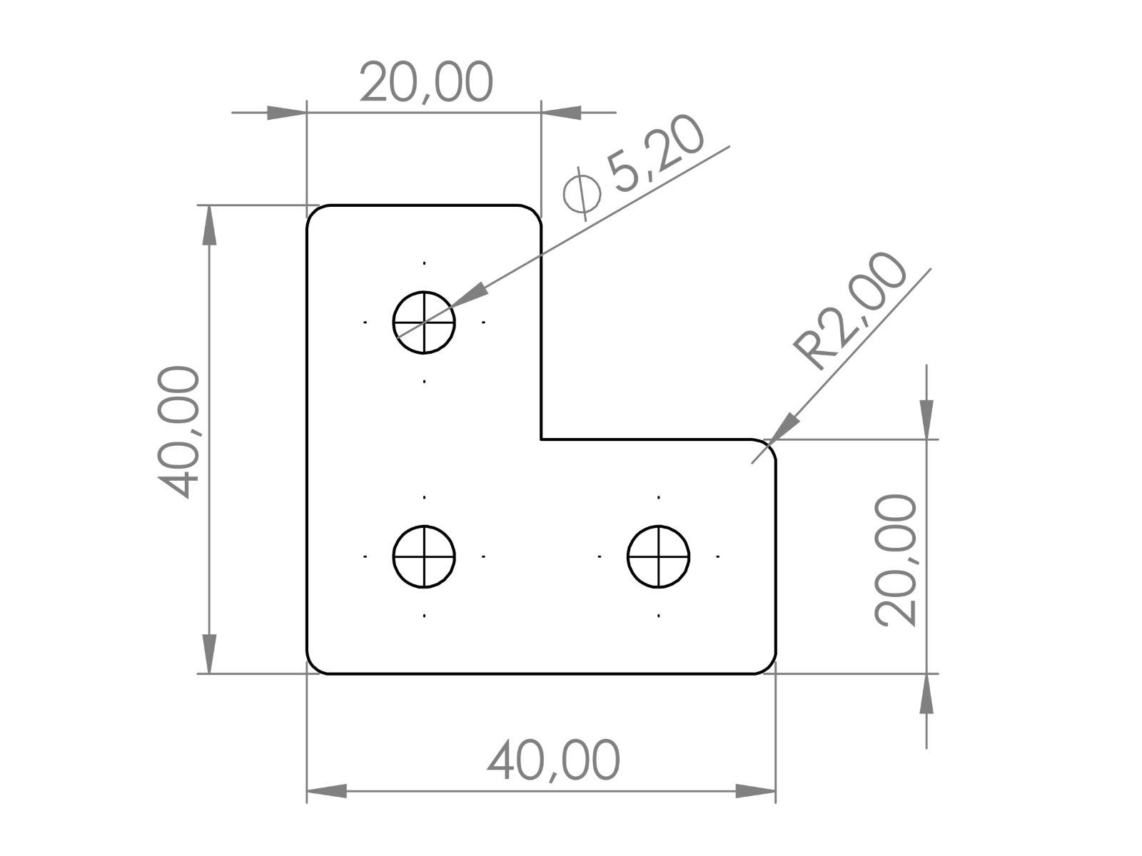 Verbinderplatte I-Typ Nut 5, L - 20x40x40mm, Stahl 2mm galvanisch verzinkt