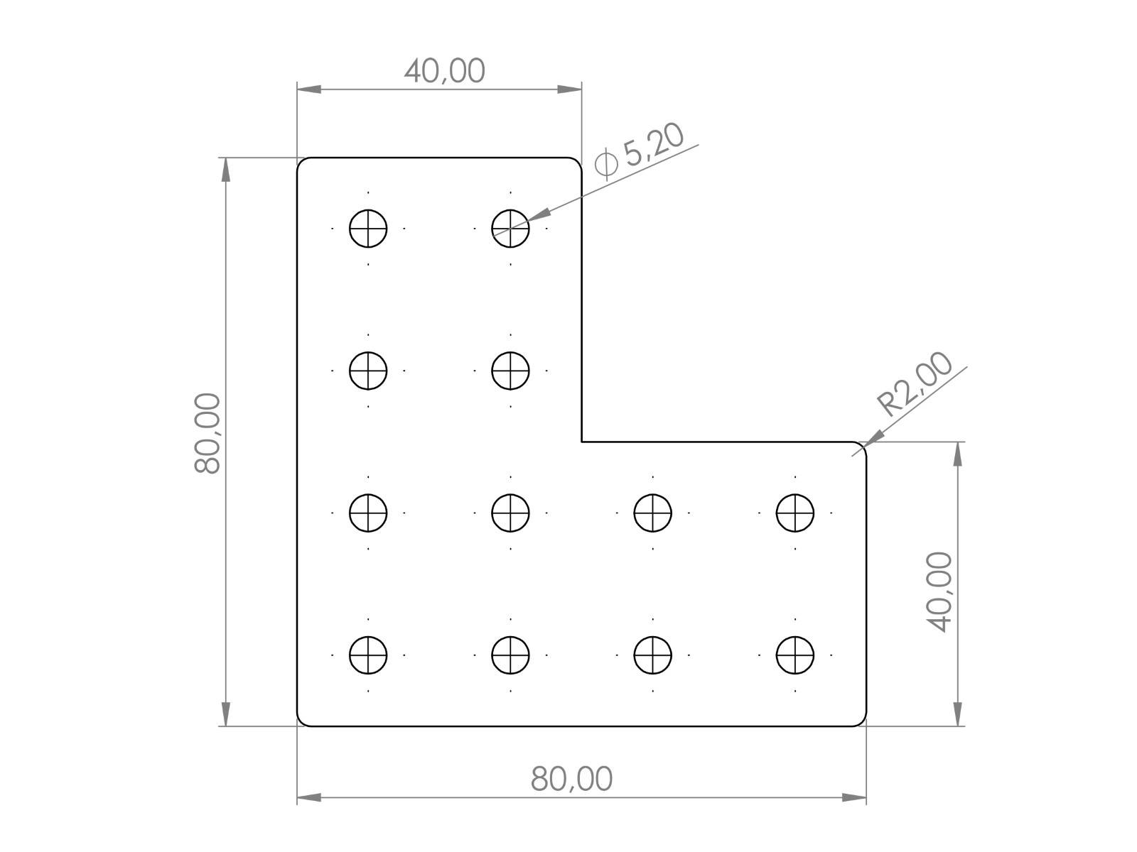 Verbinderplatte I-Typ Nut 5, L - 40x80x80mm, Stahl 2mm galvanisch verzinkt