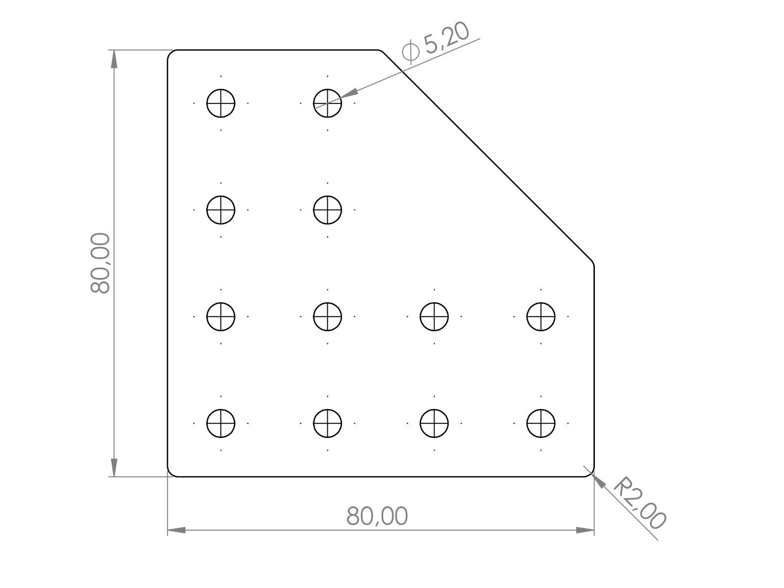 Verbinderplatte I-Typ Nut 5, LD - 40x80x80mm, Stahl 2mm galvanisch verzinkt