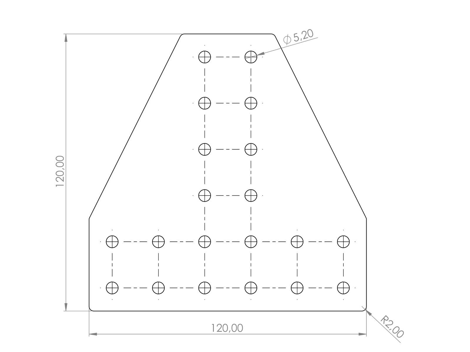 Verbinderplatte I-Typ Nut 5, TD - 40x120x120mm, Stahl 2mm galvanisch verzinkt