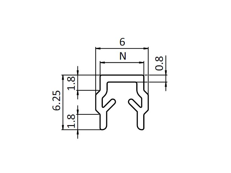 Abdeck & Einfaßprofil TRANSPARENT I-Typ Nut 5, Länge 1 Meter