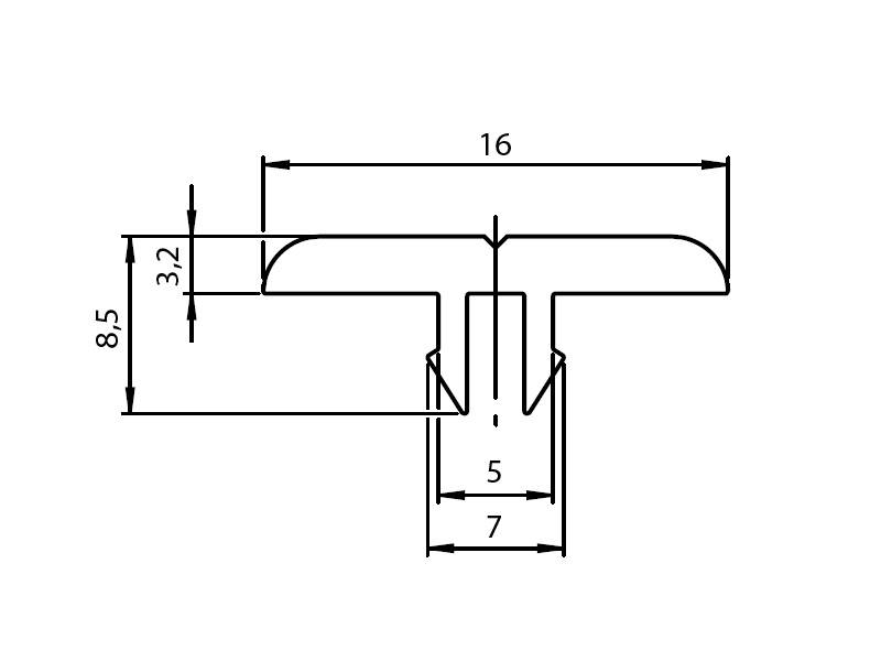 Gleitleiste I-Typ Nut 5, Länge 0,5 Meter
