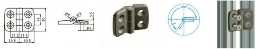 Scharnier 20x20 leicht I-Typ Nut 5