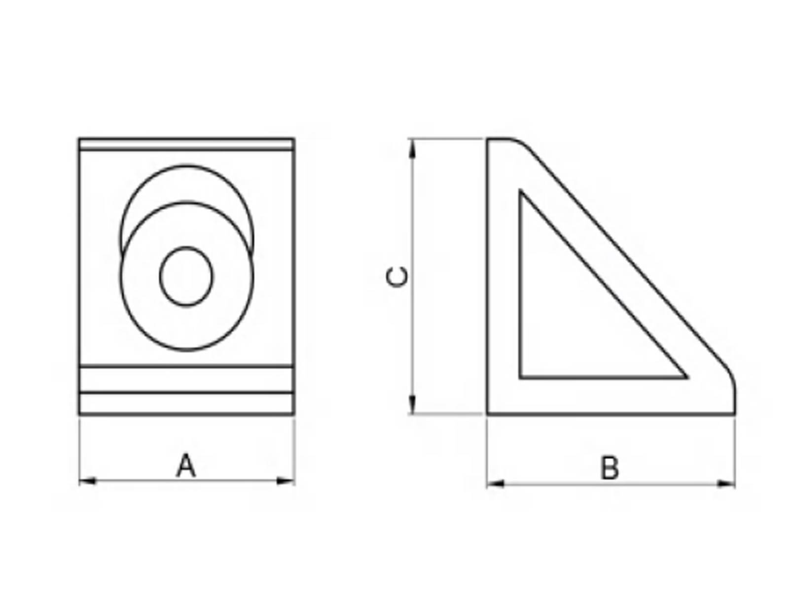Winkel, 26*30*30, Aluminium, eloxiert, I-Typ Nut 6, B-Typ Nut 8
