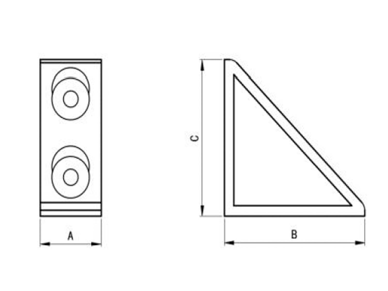 Winkel, 26*60*60, Aluminium, eloxiert, I-Typ Nut 6, B-Typ Nut 8