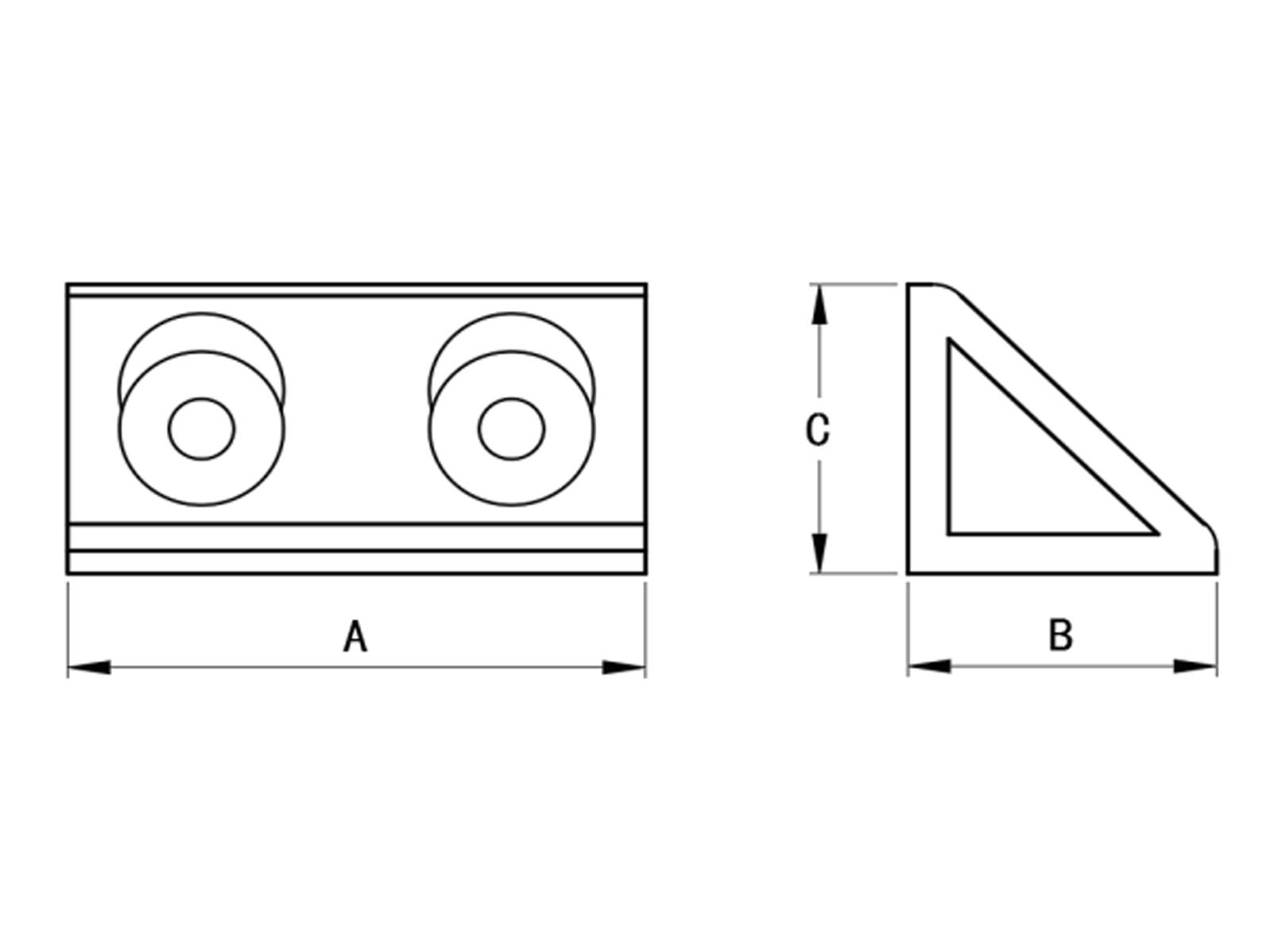 Winkel, 56*30*30, Aluminium, eloxiert, I-Typ Nut 6, B-Typ Nut 8