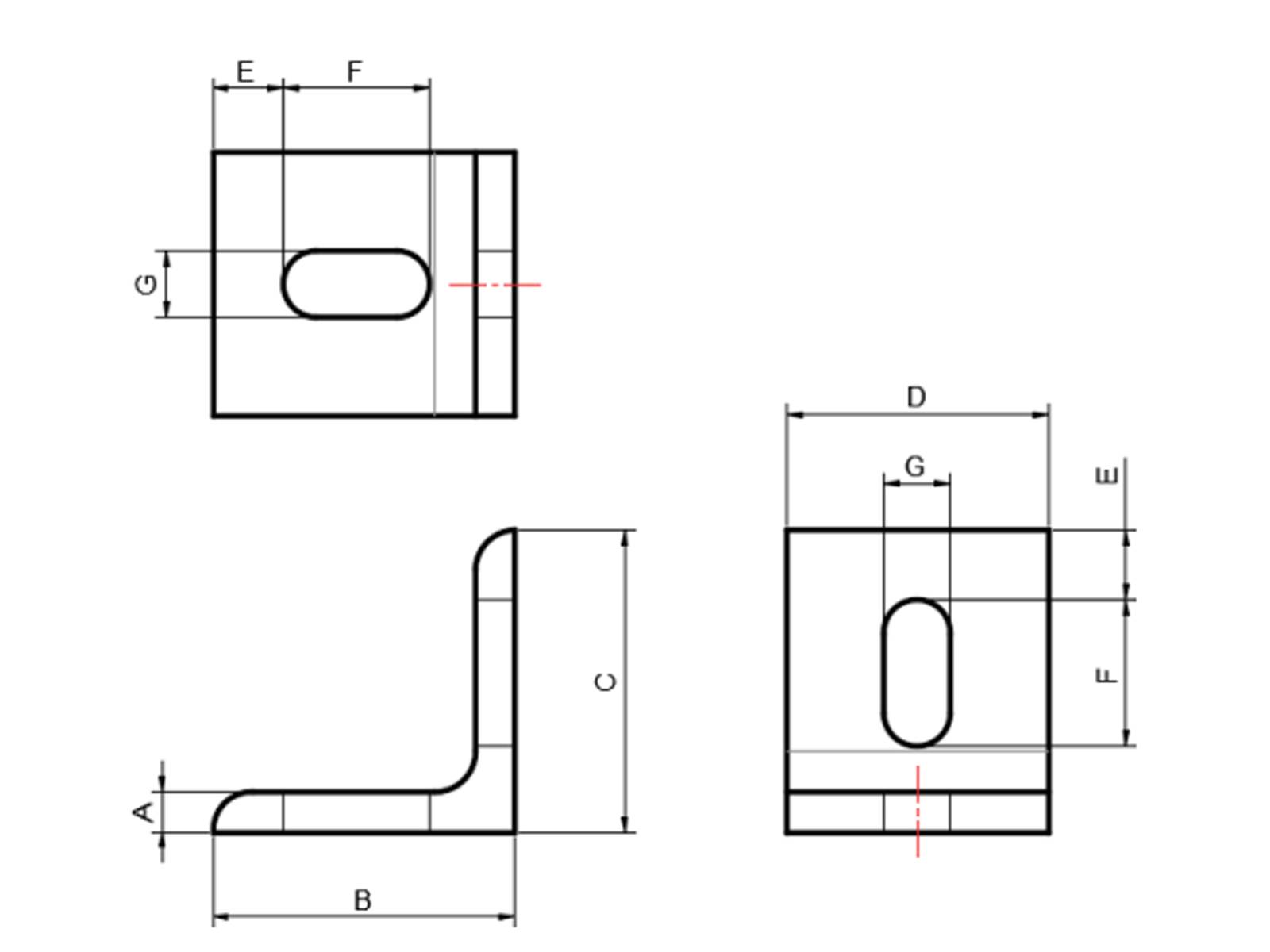 Winkel, 3030 A Aluminium, eloxiert, I-Typ Nut 6, B-Typ Nut 8