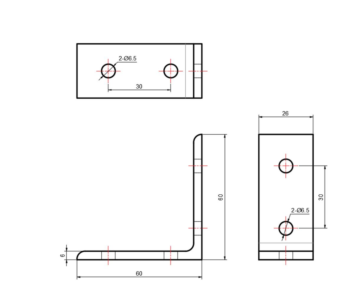 Winkel, 6060, Aluminium, eloxiert, I-Typ Nut 6, B-Typ Nut 8