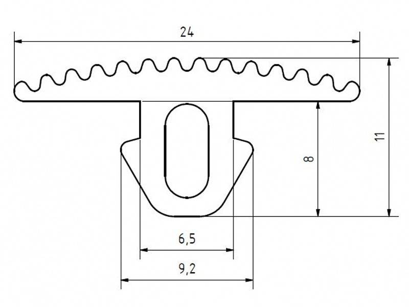Abdeckprofil Kunststoff NBR I-Typ Nut 6 ca. 1000 mm