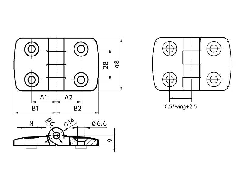 Scharnier Kunststoff leicht 30/30