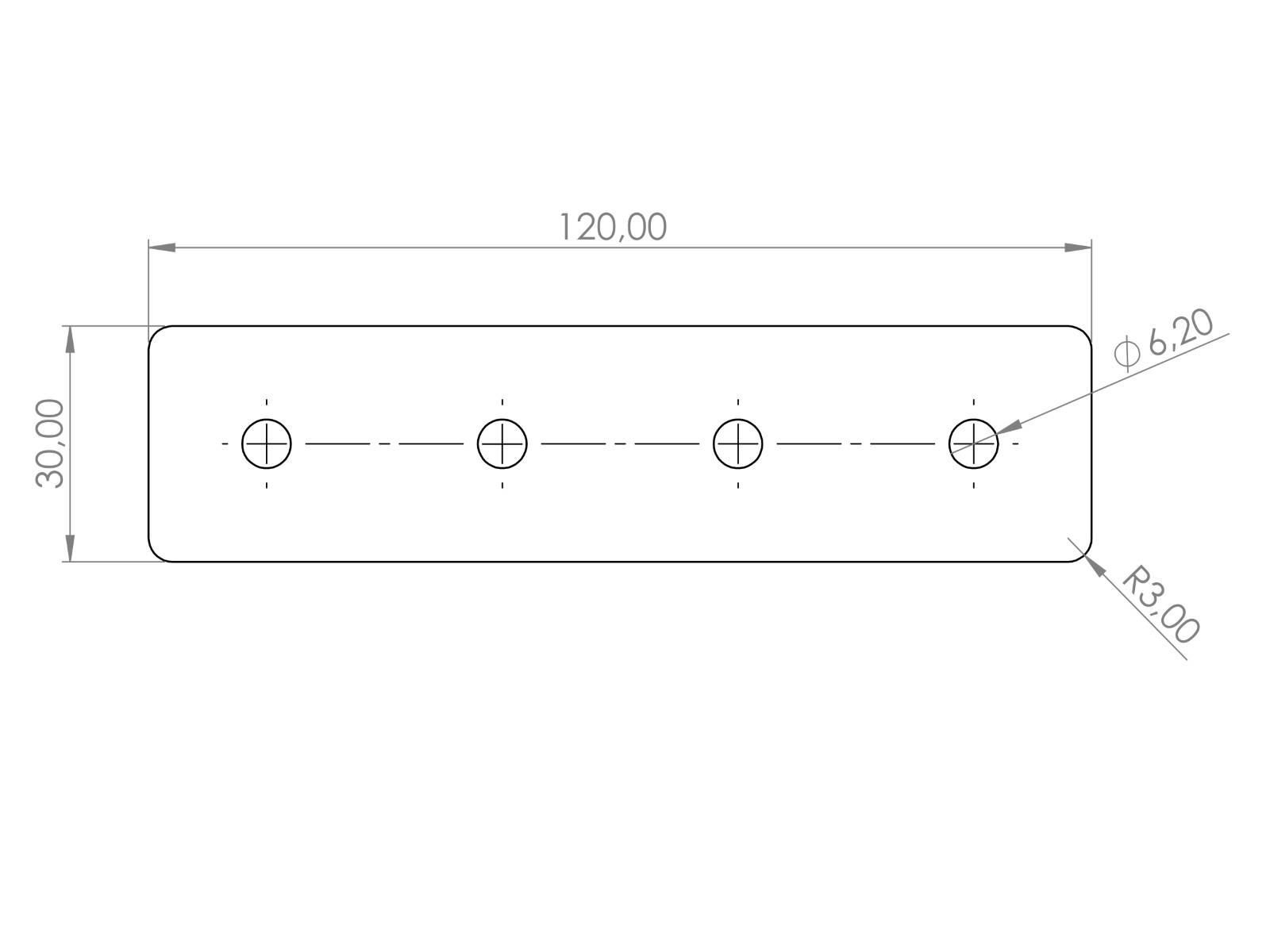 Verbinderplatte I-Typ Nut 6, 30x120mm, Stahl 3mm galvanisch verzinkt