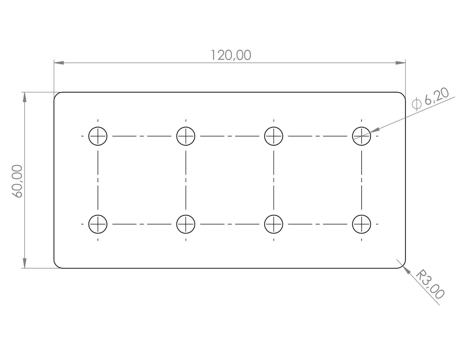 Verbinderplatte I-Typ Nut 6, 60x120mm, Stahl 3mm galvanisch verzinkt