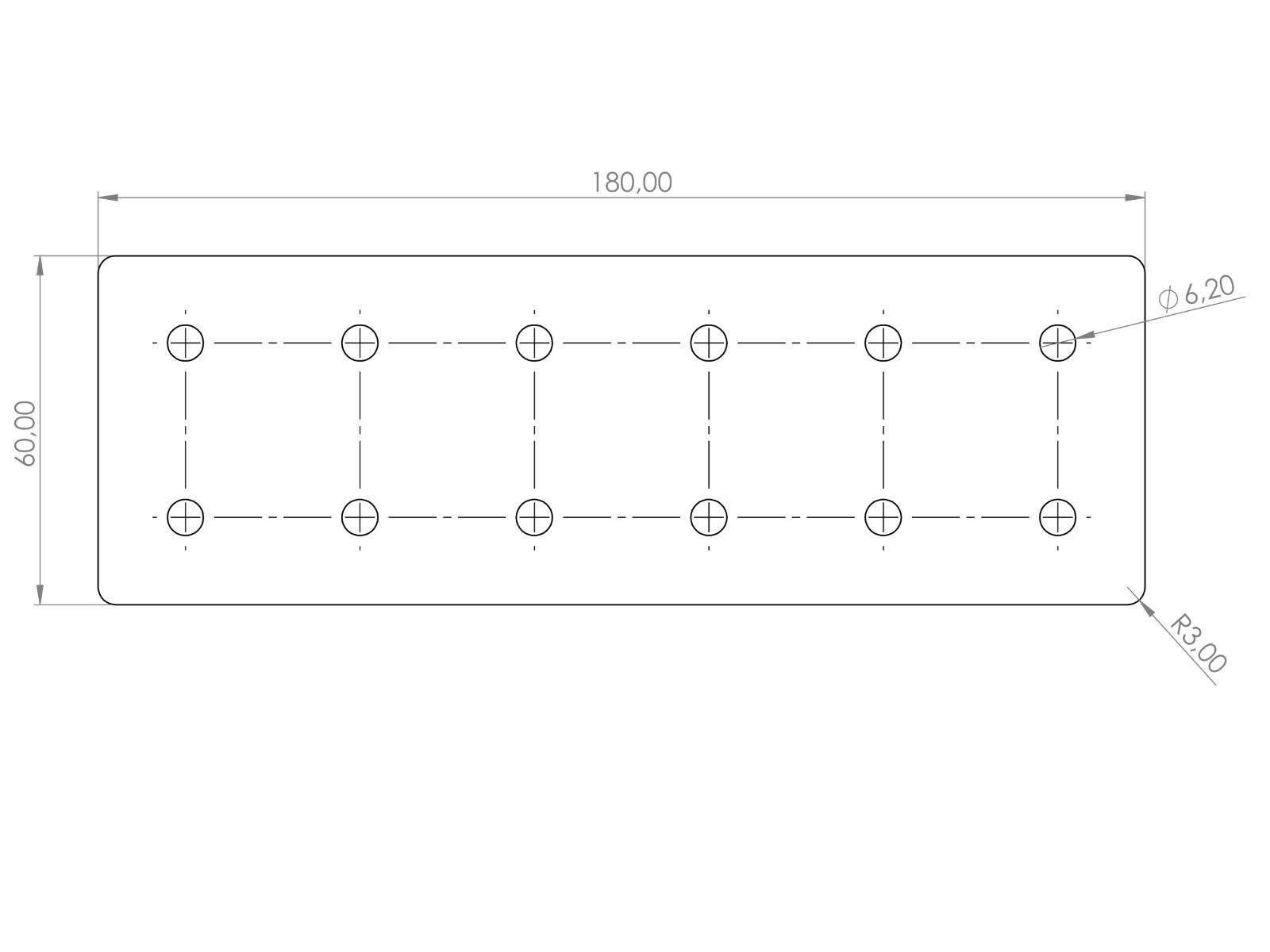 Verbinderplatte I-Typ Nut 6, 60x180mm, Stahl 3mm galvanisch verzinkt
