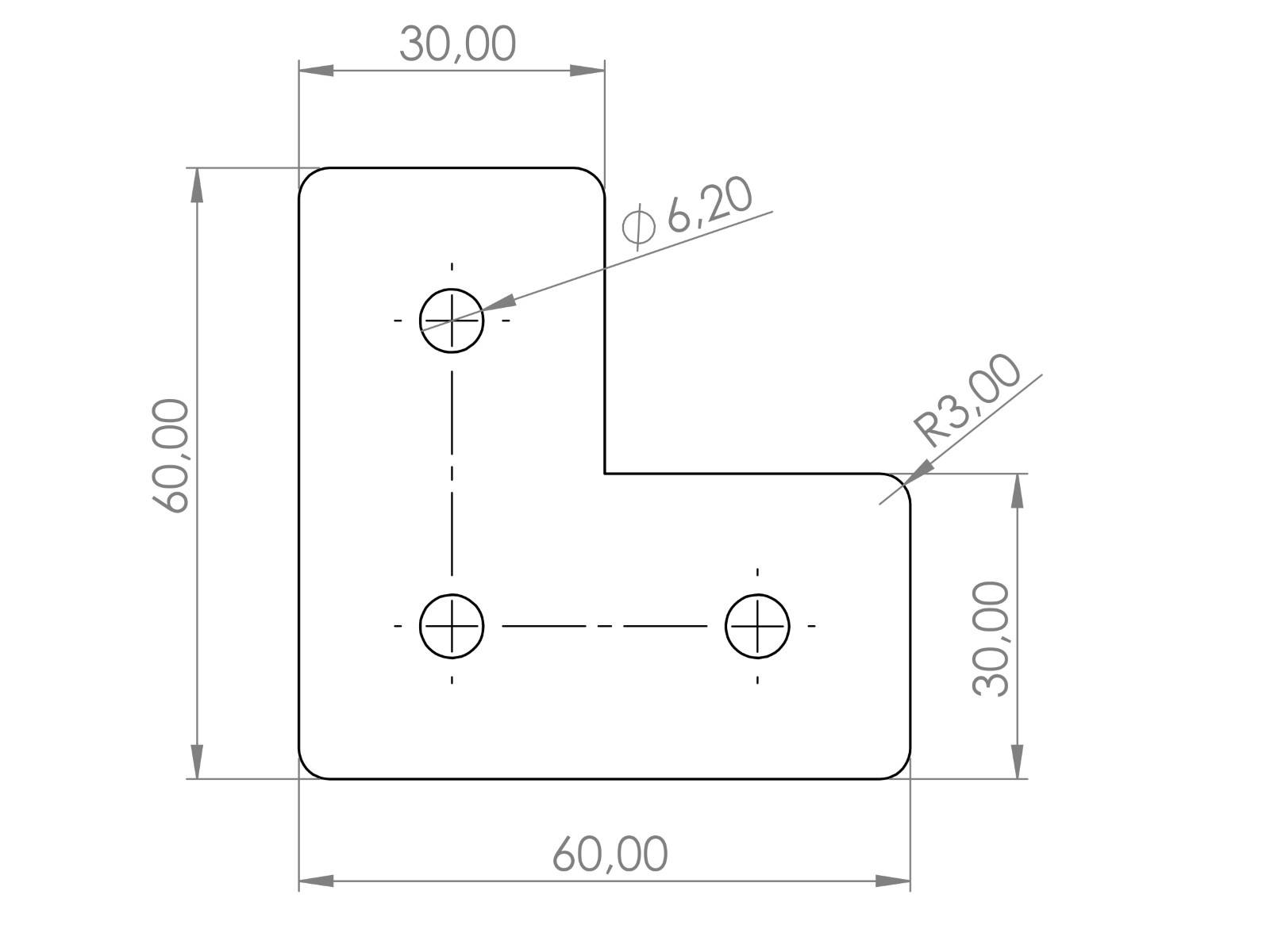 Verbinderplatte I-Typ Nut 6, L - 30x60x60mm, Stahl 3mm galvanisch verzinkt