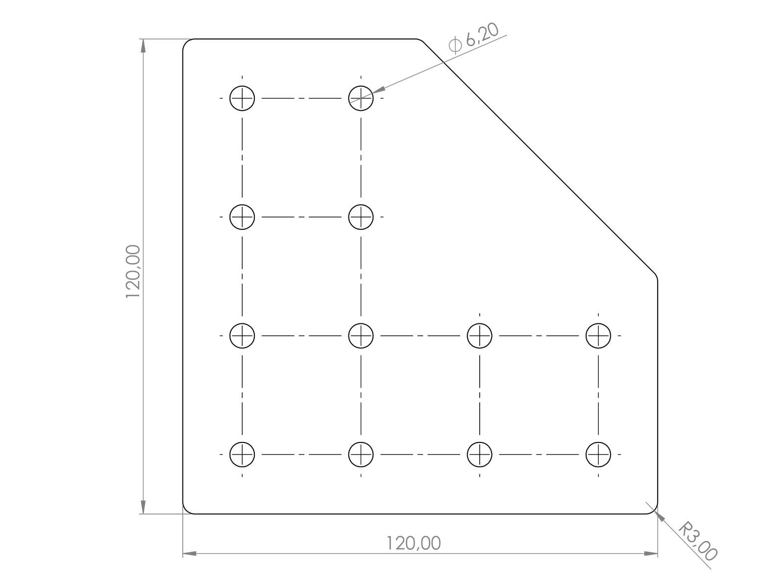 Verbinderplatte I-Typ Nut 6, LD - 60x120x120mm, Stahl 3mm galvanisch verzinkt
