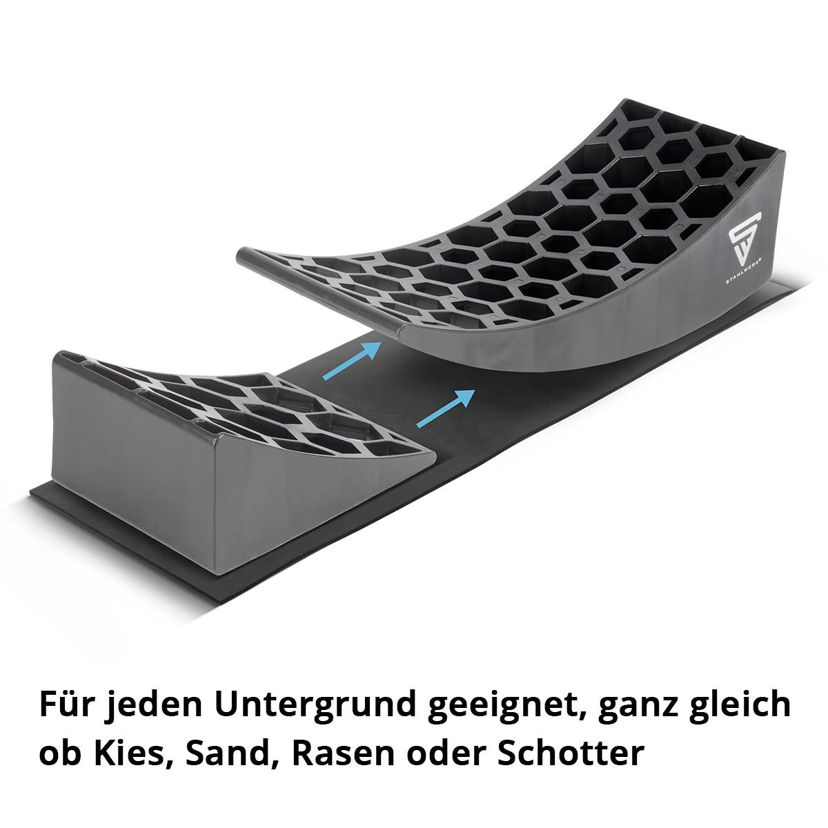 STAHLWERK Auffahrkeile GT-17 ST 2er Set bis 15,8t Achslast Unterlegkeil Rundkeil