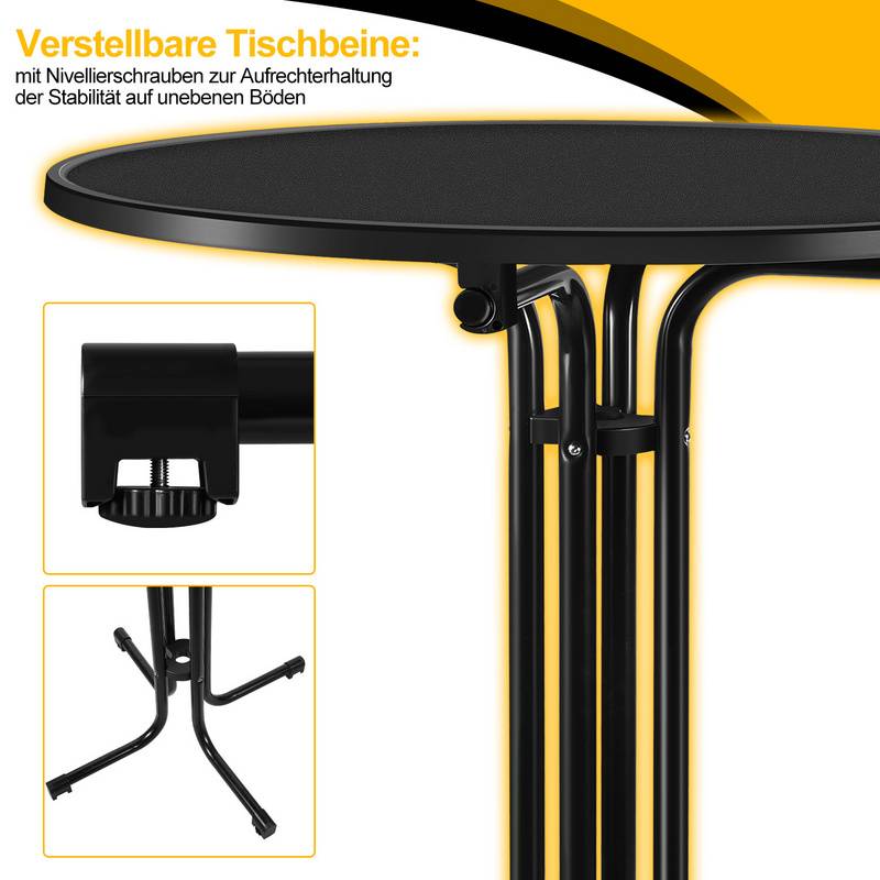 Stehtisch Bistrotisch Metall Garten Tisch Ø 80 cm Bartisch Schwarz inkl. Husse
