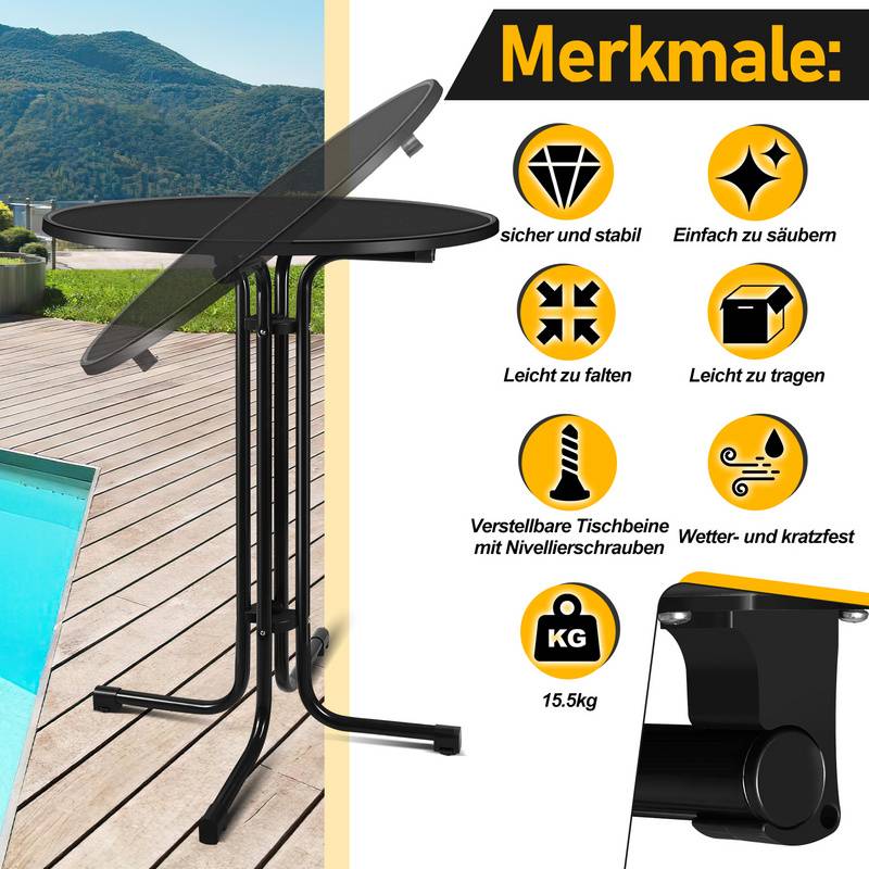 Stehtisch Bistrotisch Metall Garten Tisch Ø 80 cm Bartisch Schwarz inkl. Husse