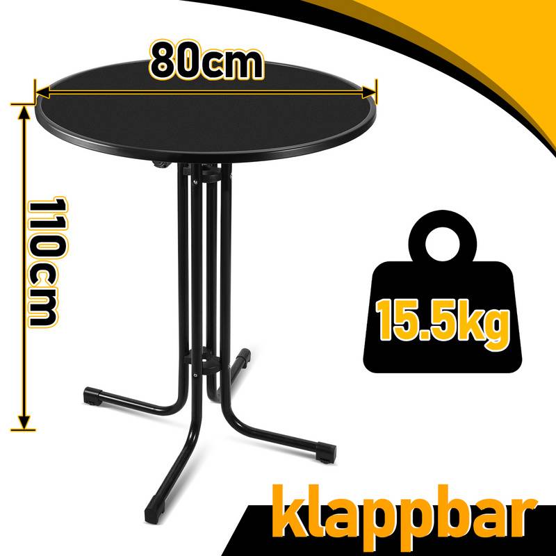 Stehtisch Bistrotisch Metall Garten Tisch Ø 80 cm Bartisch Schwarz inkl. Husse