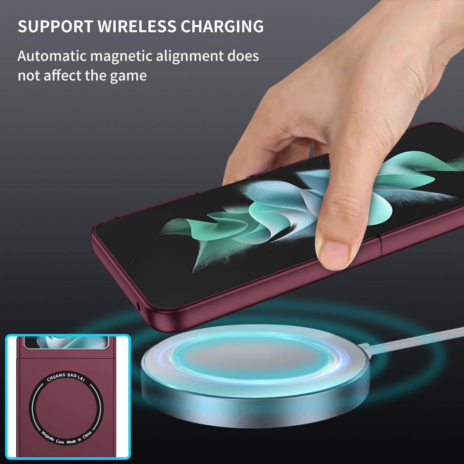 Für Samsung Galaxy Z Flip6 Magnet Magsafe Handy Schutz Hülle Weinrot