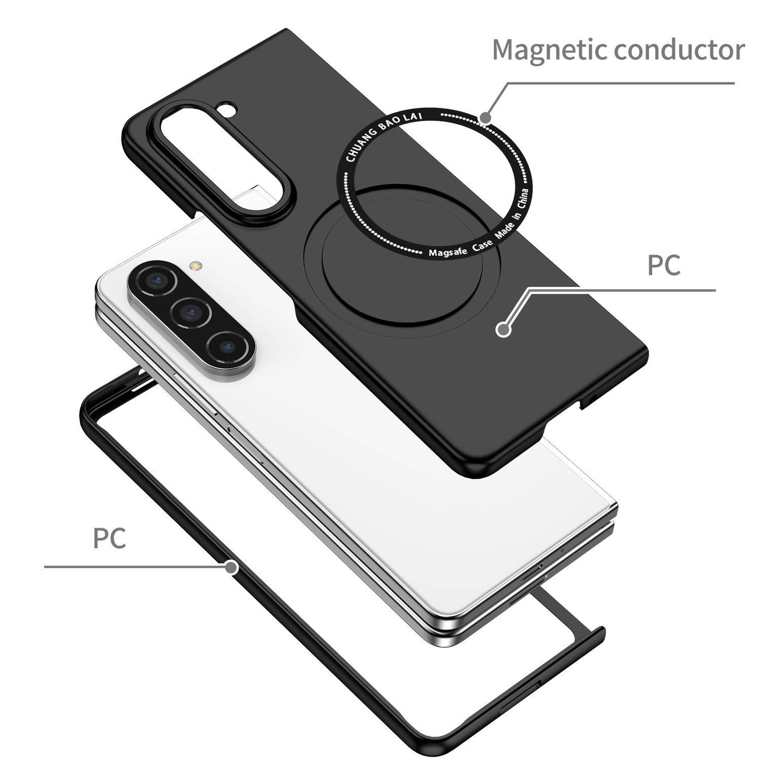 Für Samsung Galaxy Z Fold6 Magnet Magsafe Handy Schutz Hülle Schwarz