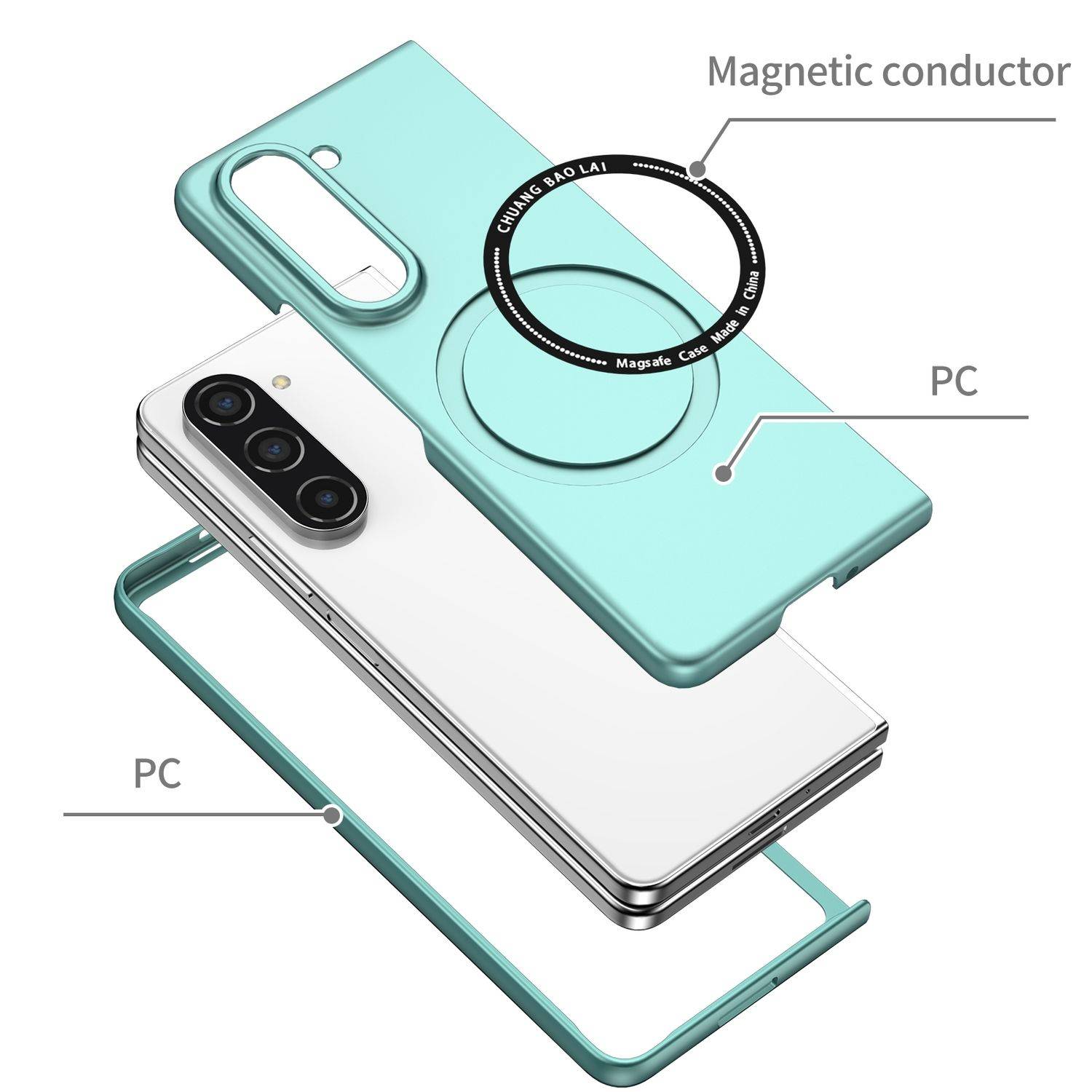 Für Samsung Galaxy Z Fold6 Magnet Magsafe Handy Schutz Hülle Türkis