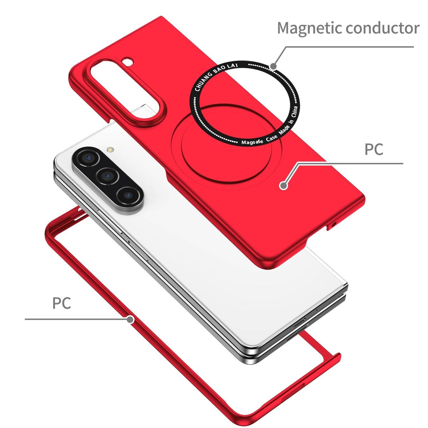 Für Samsung Galaxy Z Fold6 Magnet Magsafe Handy Schutz Hülle Case Rot