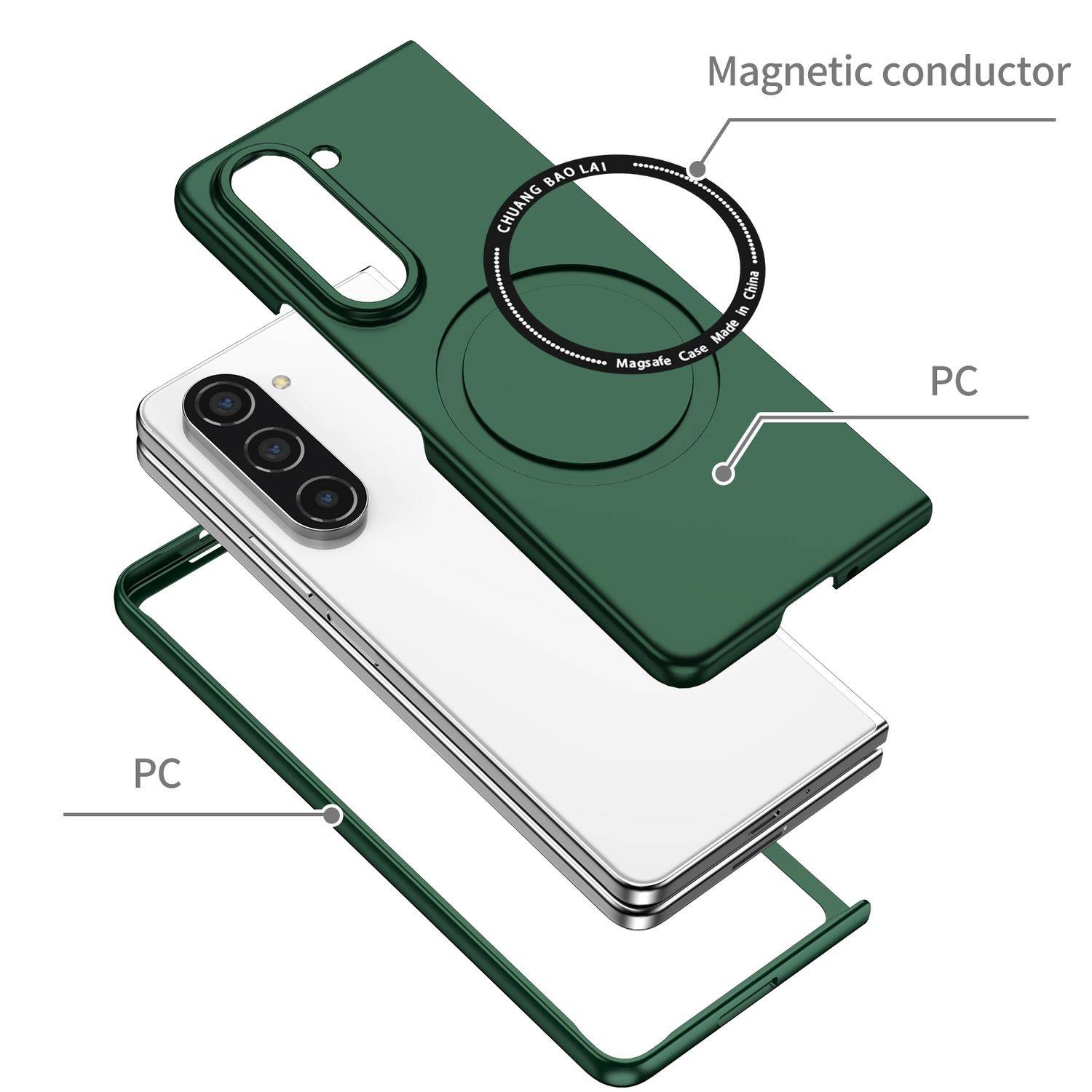 Für Samsung Galaxy Z Fold6 Magnet Magsafe Handy Schutz Hülle Case Grün