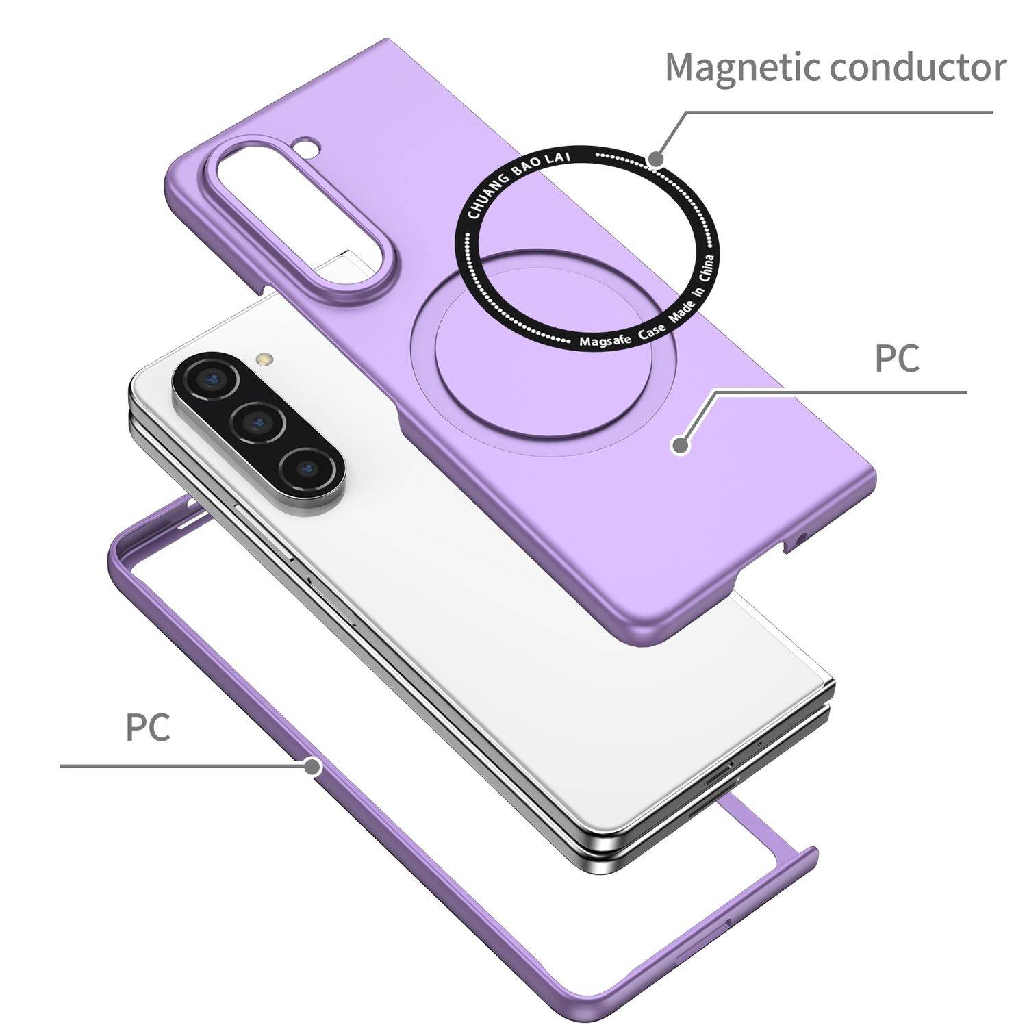 Für Samsung Galaxy Z Fold6 Magnet Magsafe Handy Schutz Hülle Case Lila