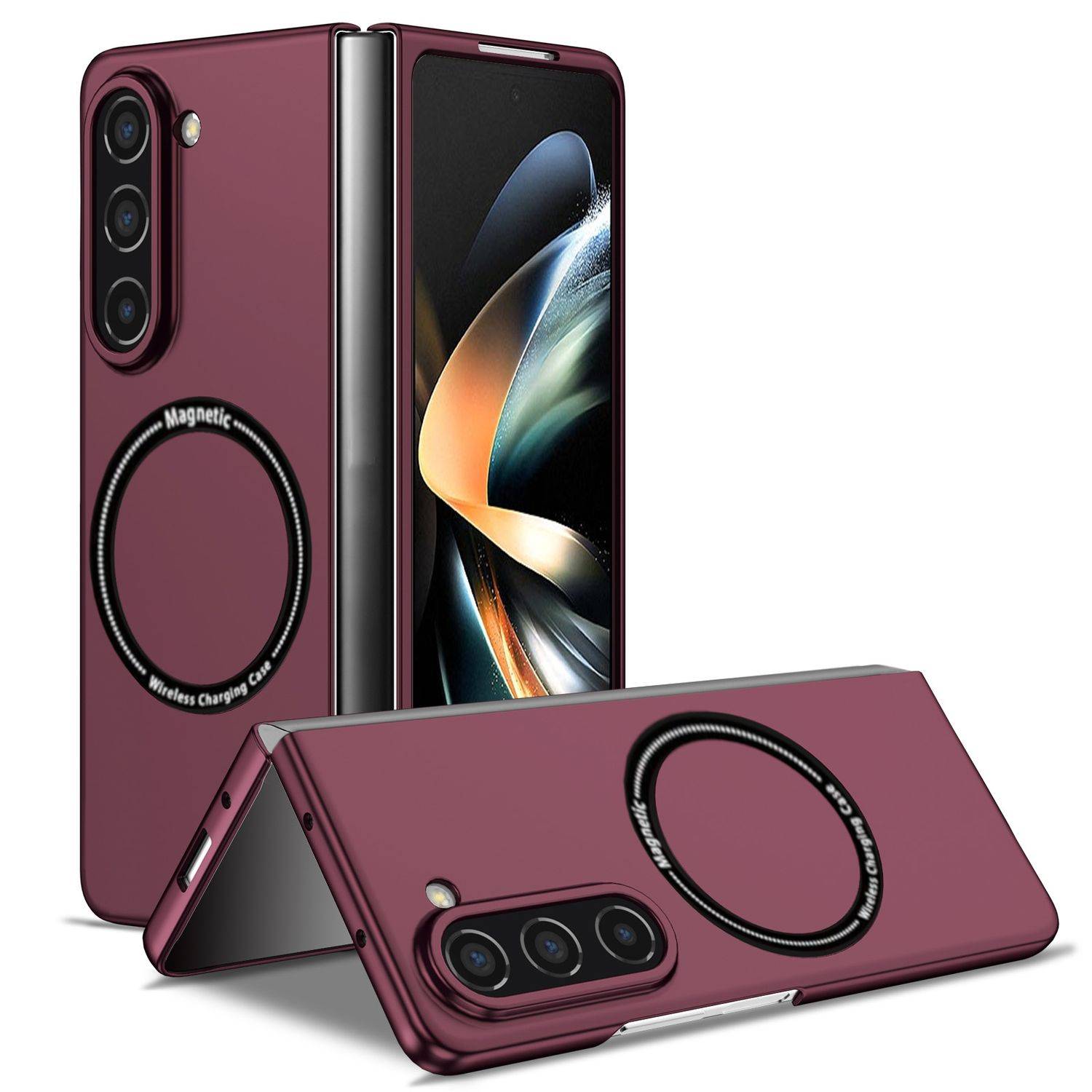 Für Samsung Galaxy Z Fold6 Magnet Magsafe Handy Schutz Hülle Weinrot