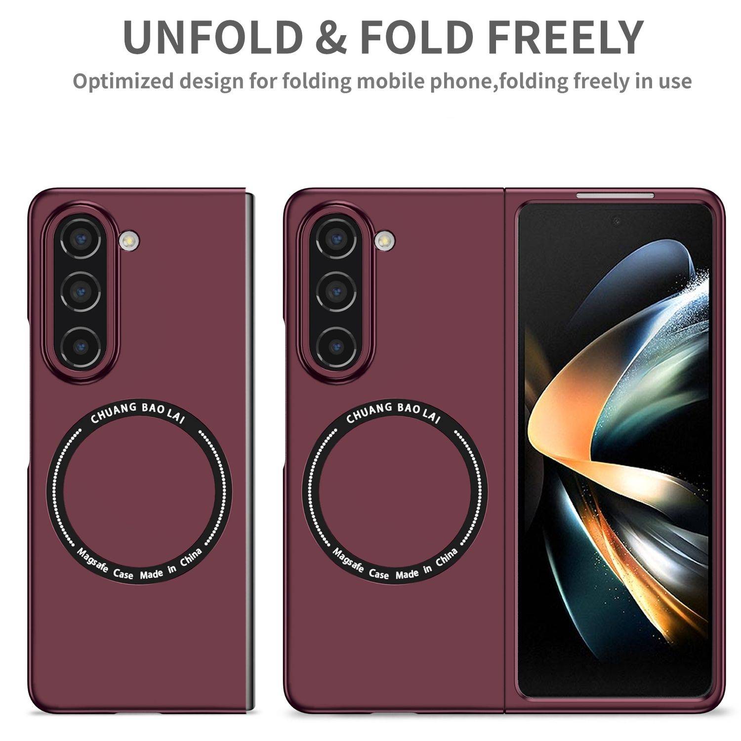 Für Samsung Galaxy Z Fold6 Magnet Magsafe Handy Schutz Hülle Weinrot
