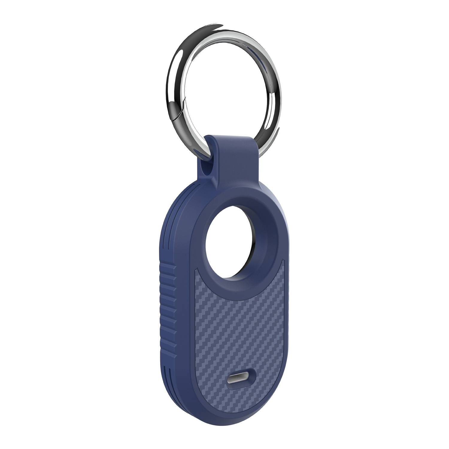 Für Samsung Galaxy SmartTag 2 TPU Carbon Hülle Cover mit Anhänger Blau