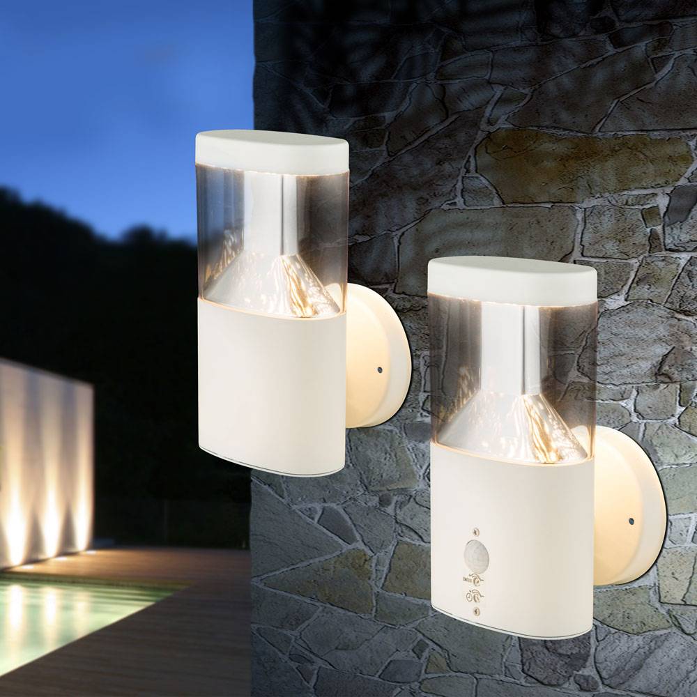 Wandleuchte Außenwandleuchte Edelstahl LED Gartenleuchte Wandlampe Außen weiß, 7W 450lm warmweiß, H 23 cm, 2er Set