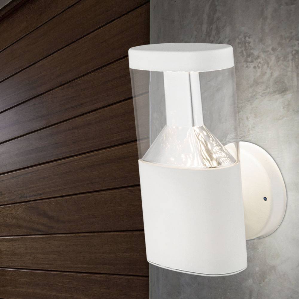 Wandleuchte Außenwandleuchte Edelstahl LED Gartenleuchte Wandlampe Außen weiß, 7W 450lm warmweiß, H 23 cm, 2er Set