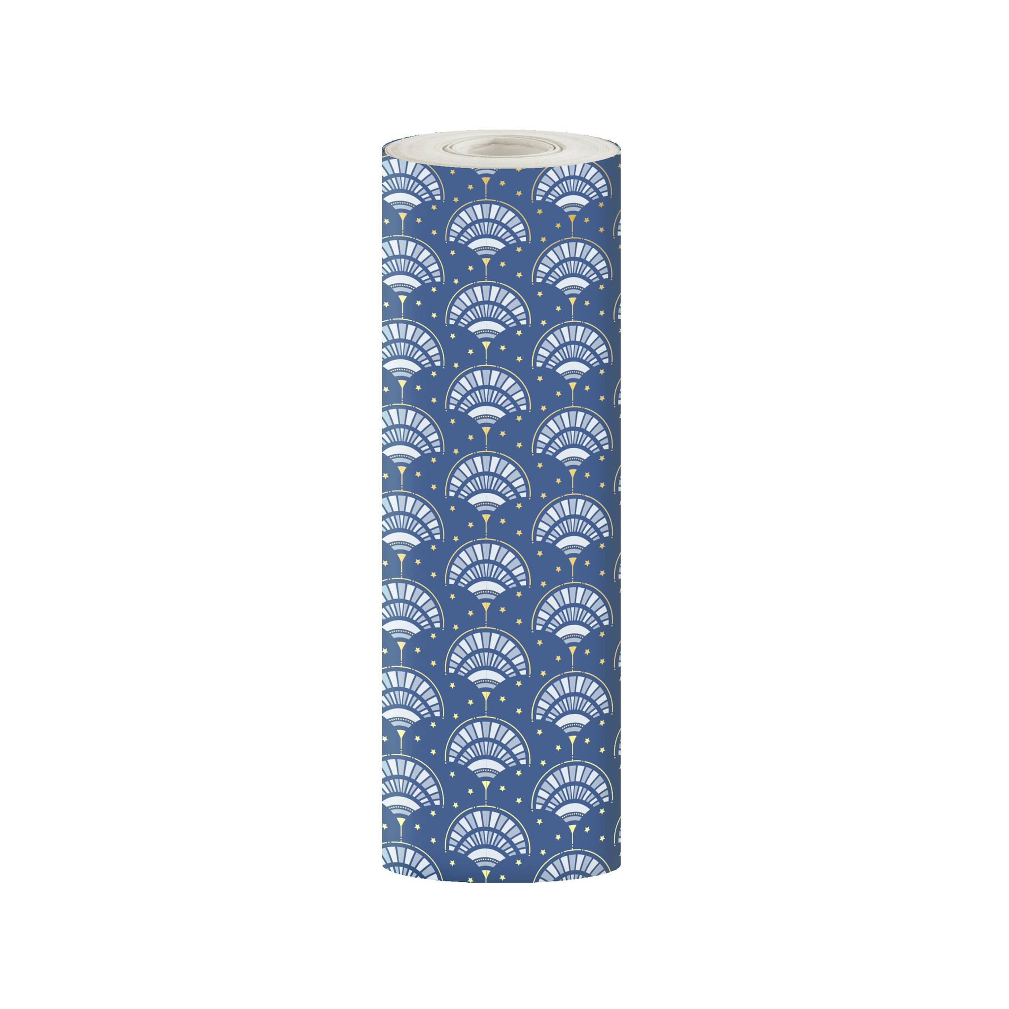 Clairefontaine Geschenkpapier, Tiny Rolls, 50x0,35m, Fächer, Blau Blau 223915C